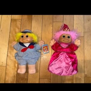 Troll Kidz 12 Inch Rusd Vintage Dolls Set with Pink and Blue Outfits